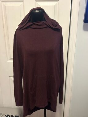 CAbi Maroon Hooded Tunic Sweater